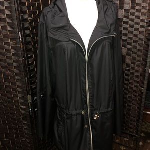 Black Susan Graver plus-size raincoat 2x